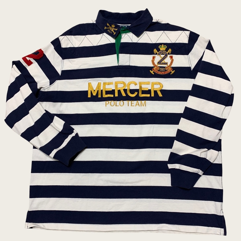 Vintage Polo Ralph Lauren PRL Bleeker Polo Club Mercer Rugby NY Blue White 2 XXL